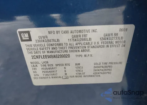 2010 Chevrolet Equinox Lt from USA, damaged, VIN 2CNFLEEW8A6209020
